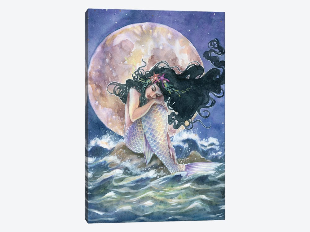Moon Bath Mermaid by Sara Burrier 1-piece Canvas Artwork