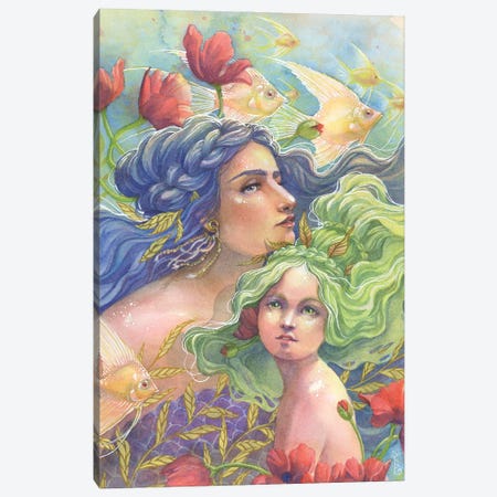 Angel Garden Mermaid Canvas Print #BIE4} by Sara Burrier Canvas Print