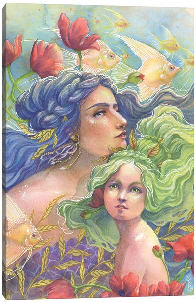 Angel Garden Mermaid Canvas Art Print - Sara Burrier