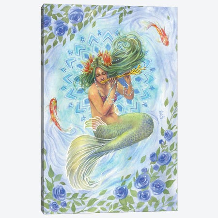 Pond Of Melody Mermaid Canvas Print #BIE54} by Sara Burrier Canvas Artwork