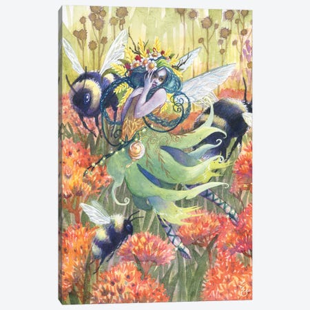 Prairie Pollinators Fairy Canvas Print #BIE55} by Sara Burrier Canvas Wall Art
