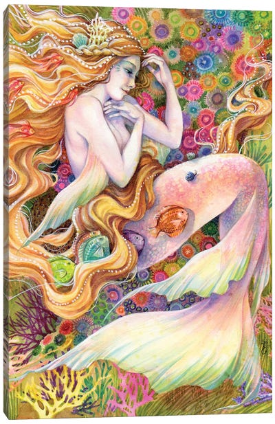 Rainbow Daydream Mermaid Canvas Art Print - Sara Burrier