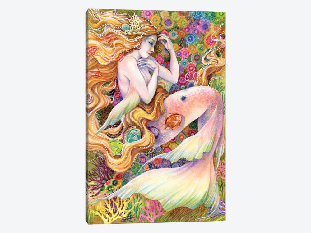 Rainbow Daydream Mermaid by Sara Burrier 1-piece Canvas Wall Art