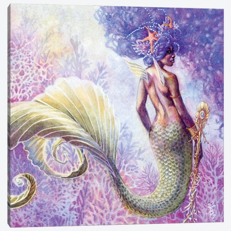 Reefwarrior Mermaid Canvas Print #BIE57} by Sara Burrier Canvas Art