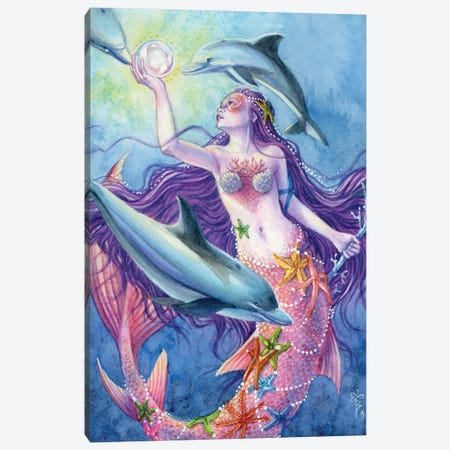 Sea Star Princess Mermaid Canvas Print #BIE62} by Sara Burrier Canvas Artwork