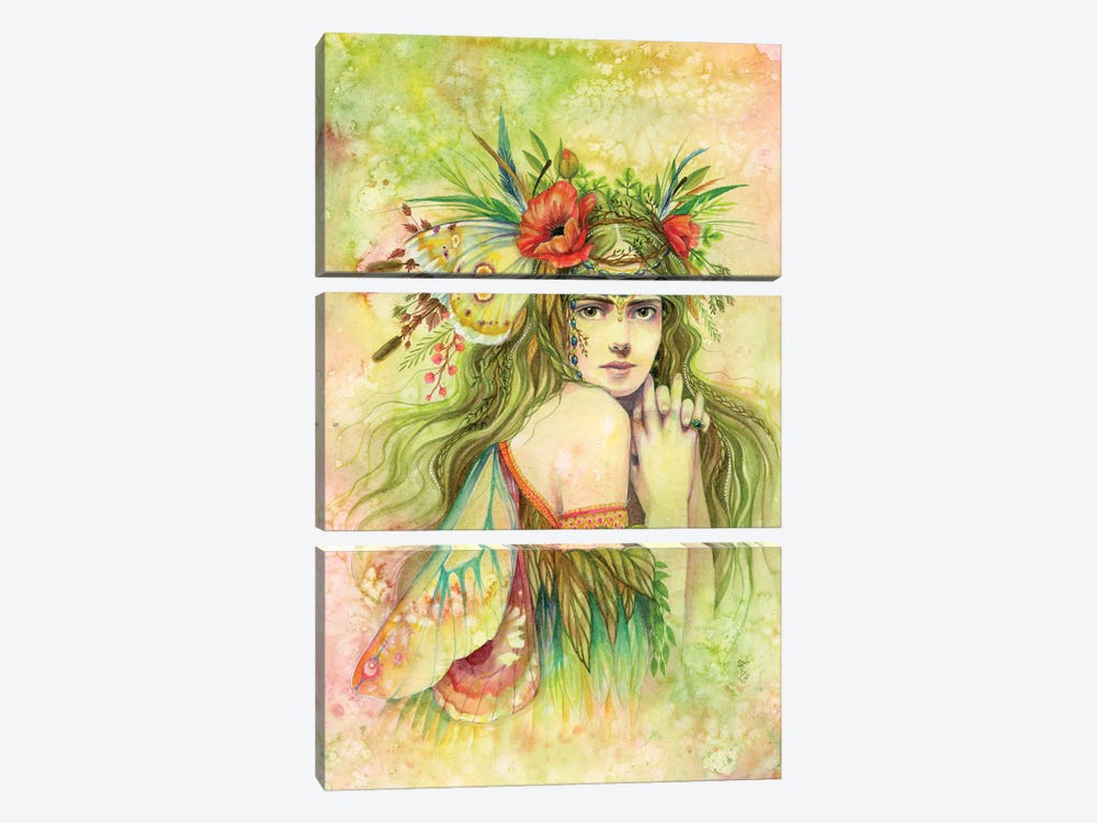 Spring Fairy by Sara Burrier 3-piece Canvas Art Print