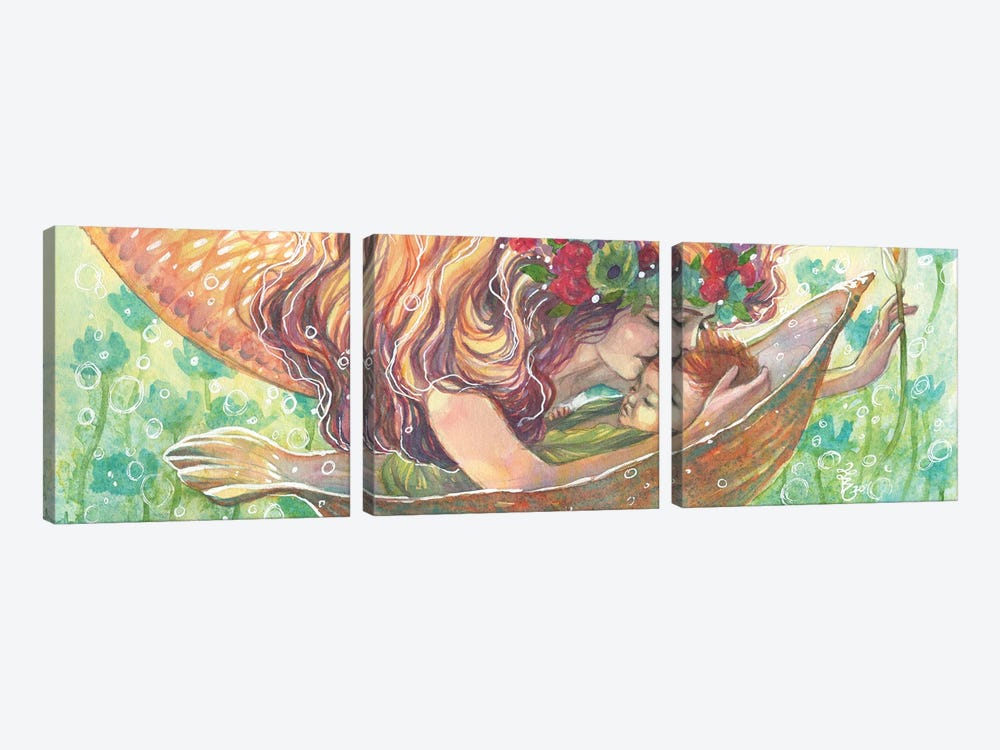 Tenderness Mermaid by Sara Burrier 3-piece Canvas Wall Art