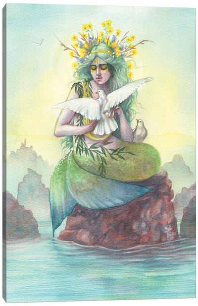 The Message Mermaid Canvas Art Print - Sara Burrier
