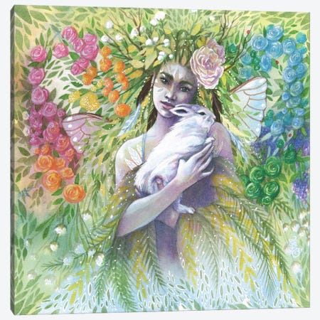 Bouquet Fairy Canvas Print #BIE8} by Sara Burrier Canvas Artwork