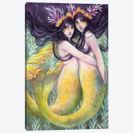 Burrier Kin Mermaid Canvas Print #BIE9} by Sara Burrier Canvas Artwork