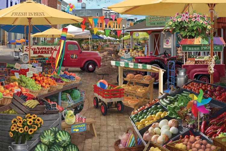 Farmers Market Day by Bigelow Illustrations wall art