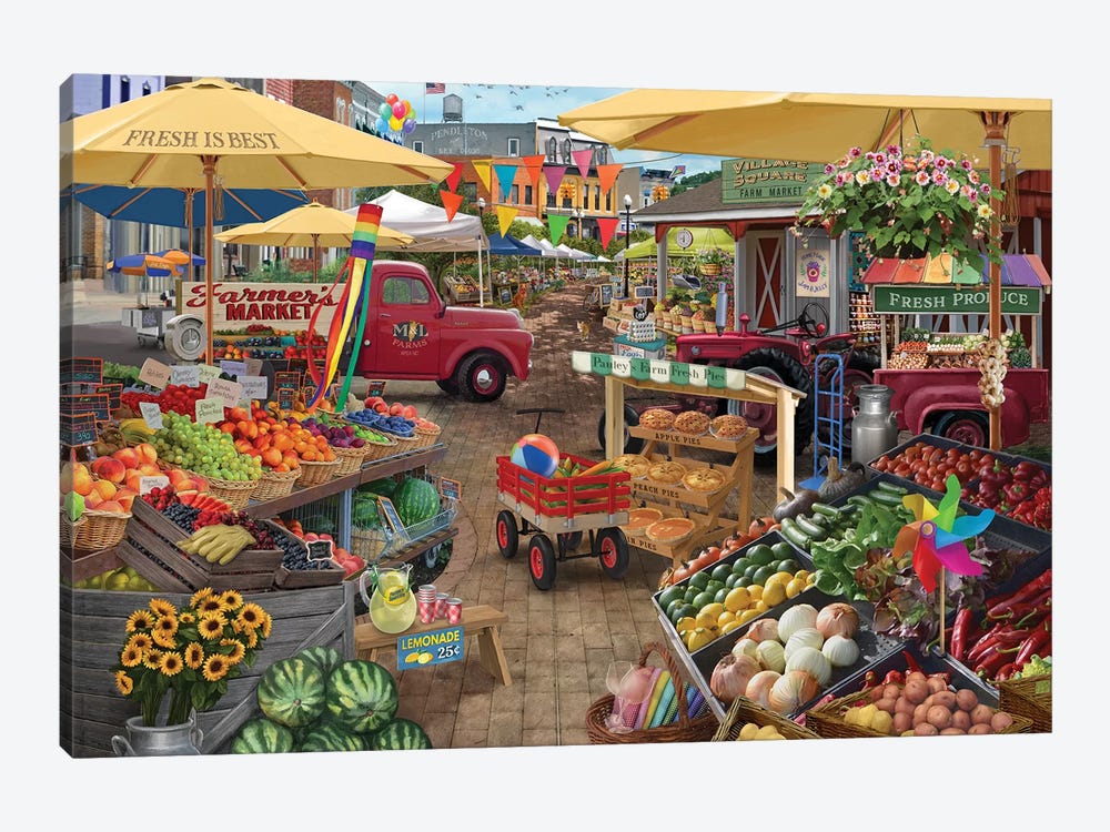 Farmers Market Day by Bigelow Illustrations 1-piece Art Print