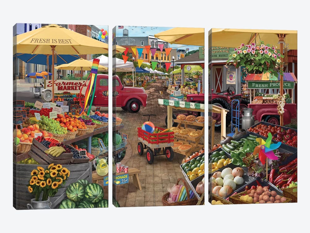 Farmers Market Day by Bigelow Illustrations 3-piece Art Print