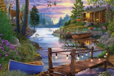 Footbridge by the Lake by Bigelow Illustrations canvas print