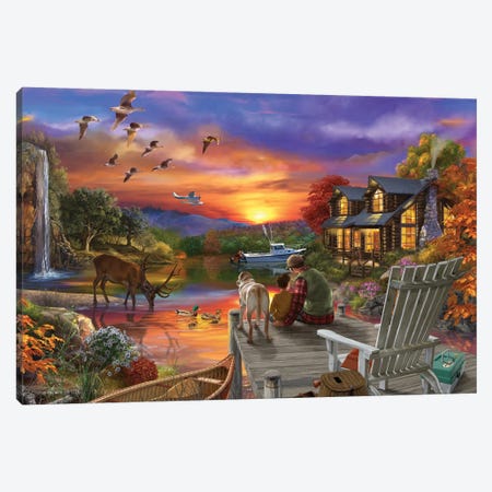 Sunset Cabin 11-25 Canvas Print #BII52} by Bigelow Illustrations Canvas Print