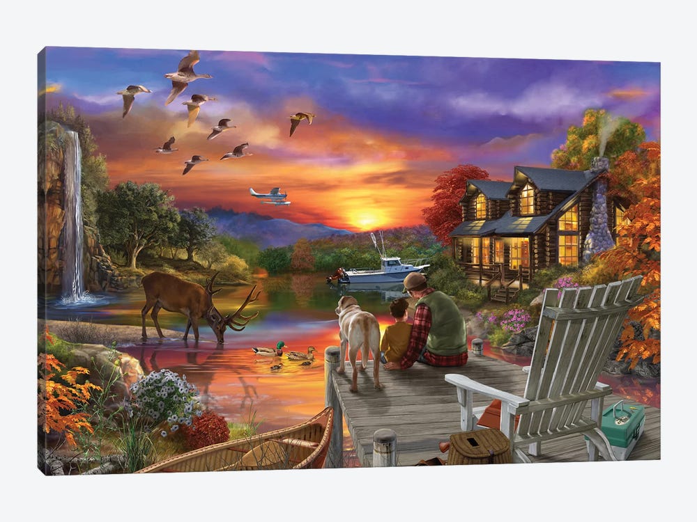 Sunset Cabin 11-25 by Bigelow Illustrations 1-piece Canvas Artwork