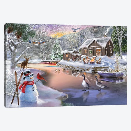 Winter Cabin II Canvas Print #BII62} by Bigelow Illustrations Canvas Artwork