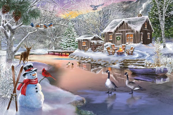 Houses: Winter Cabin II by Bigelow Illustrations