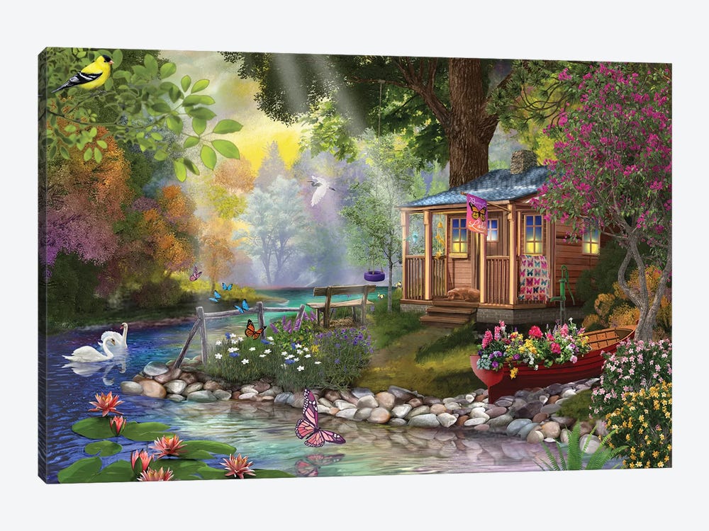 Butterfly Lake by Bigelow Illustrations 1-piece Canvas Artwork