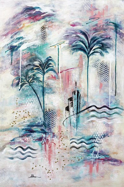 Kokomo V Art Deco Tropical by Angela Bisson framed canvas print