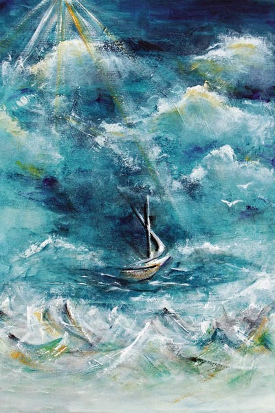 Inspirational Office: Boat In The Storm, Jesus Calming The Sea by Angela Bisson