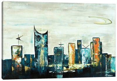 Midcentury Skyline Uptown V Canvas Art Print - Angela Bisson