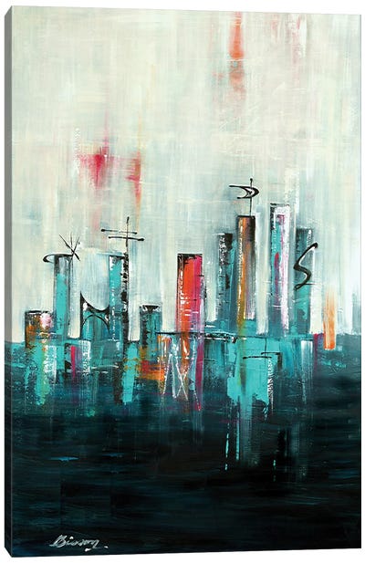 Midcentury Skyline Uptown XXI Canvas Art Print - Angela Bisson