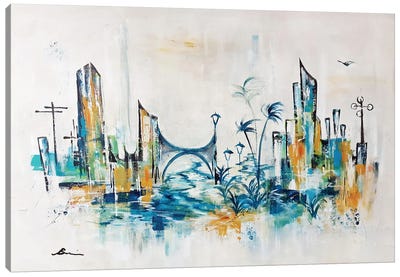Midcentury Skyline Uptown XXIX Canvas Art Print - Angela Bisson
