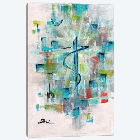 Midcentury Abstract Christian Holy Cross Believe Canvas Print #BIS45} by Angela Bisson Art Print