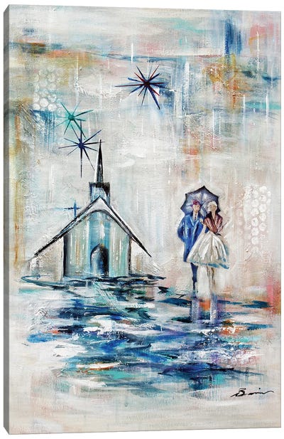 Chapel Of Love Midcentury Abstract Canvas Art Print - Angela Bisson