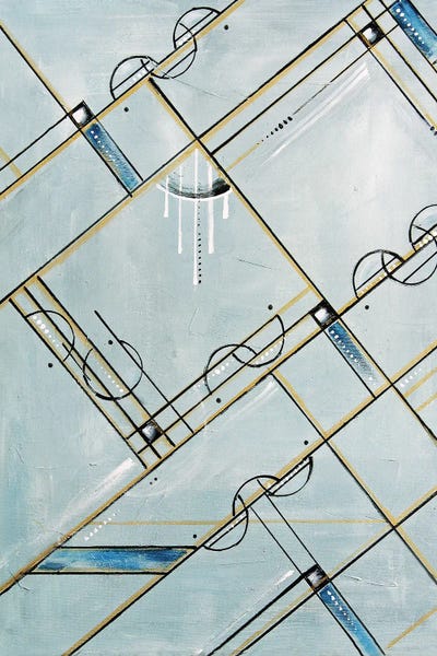 Art Deco Geometric Moonshine II by Angela Bisson framed canvas print