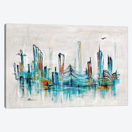Midcentury Skyline Uptown XXX Canvas Print #BIS56} by Angela Bisson Canvas Artwork