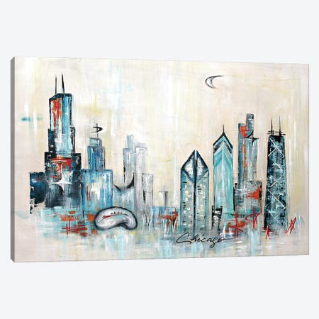 Chicago Skyline Canvas Print #BIS5} by Angela Bisson Canvas Artwork