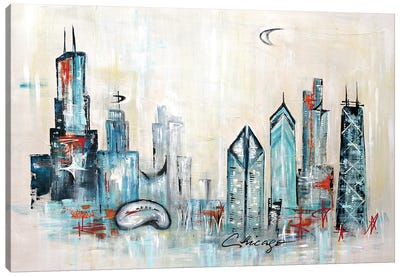 Chicago Skyline Canvas Art Print - Self-Taught Women Artists