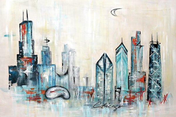 Large Scenic & Landscape Art - Canvas Prints: Chicago Skyline by Angela Bisson