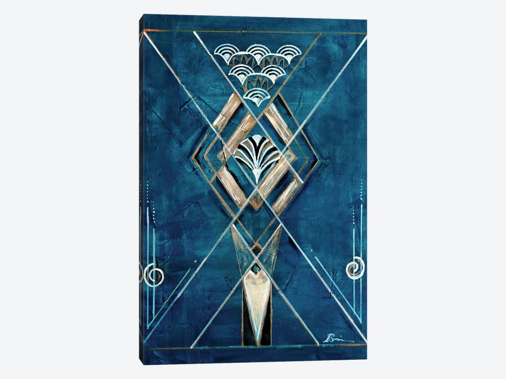 Art Deco Moonshine I Geometrical Blue Gold by Angela Bisson 1-piece Canvas Art
