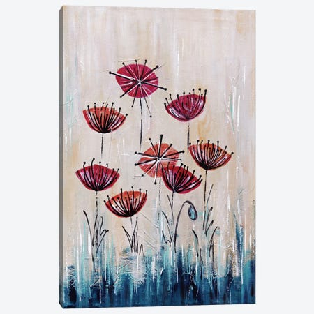 Midcentury Red Poppy Land Canvas Print #BIS66} by Angela Bisson Canvas Print