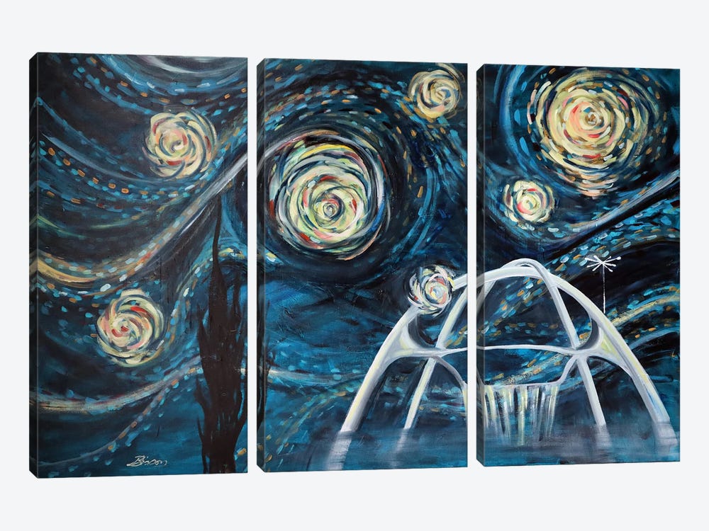 Lax Starry Night by Angela Bisson 3-piece Canvas Art Print