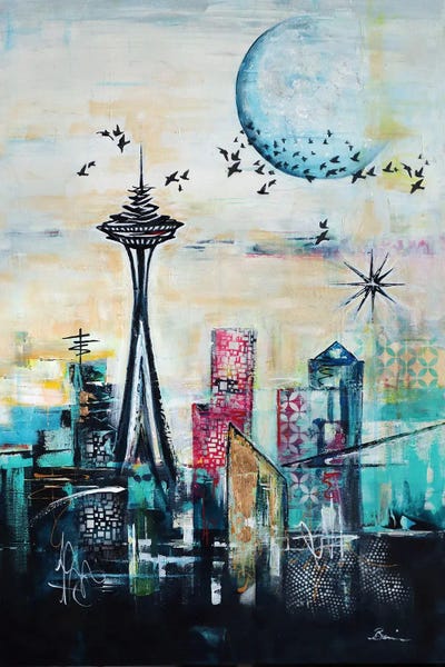 Sleepless In Seattle by Angela Bisson framed canvas print