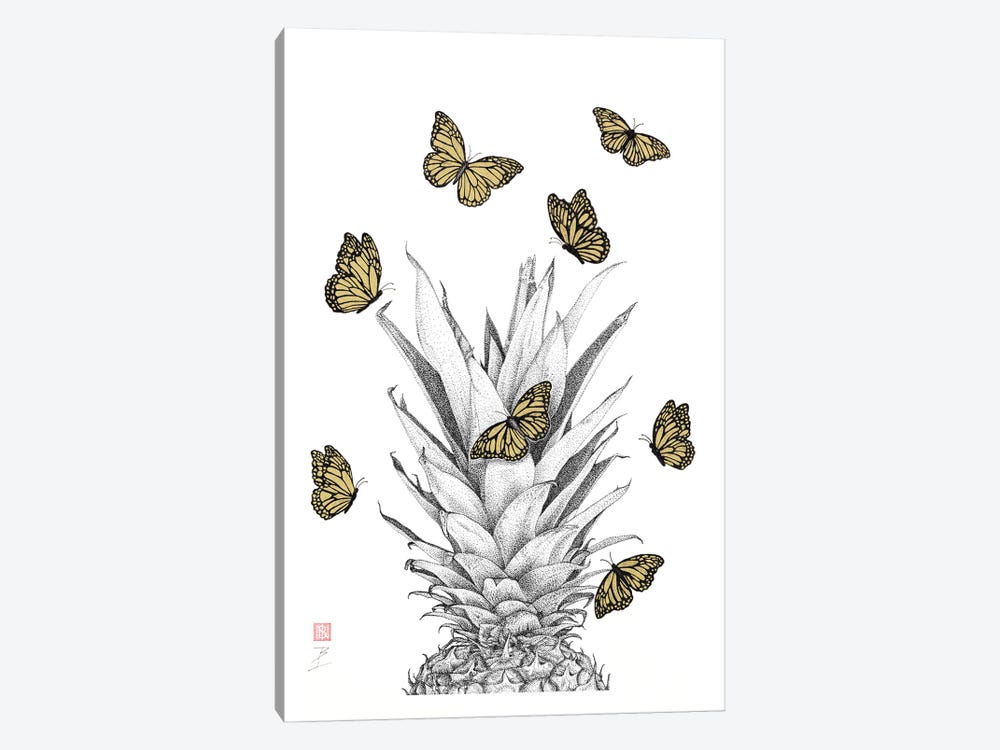 Pineapple And Monarchs by Bo N. Inthivong 1-piece Canvas Print