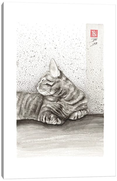 Cozy Cat Canvas Art Print - Bo N. Inthivong