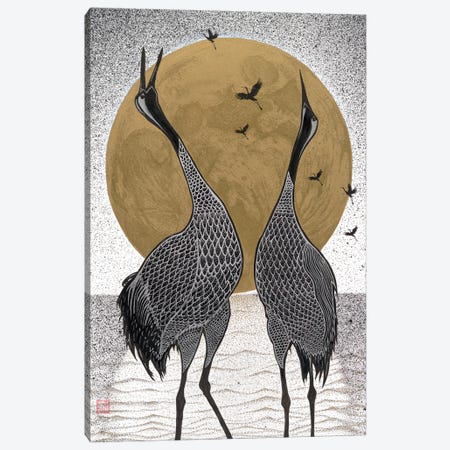 Dancing Cranes Canvas Print #BIV2} by Bo N. Inthivong Canvas Artwork