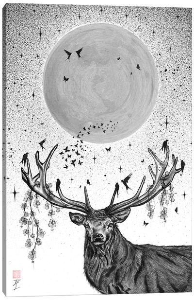 Buck Moon Canvas Art Print - Full Moon Art