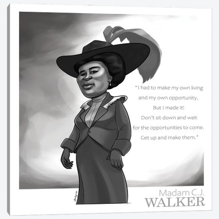 Madam CJ Walker Canvas Print #BIY11} by Andrew Bailey Canvas Print