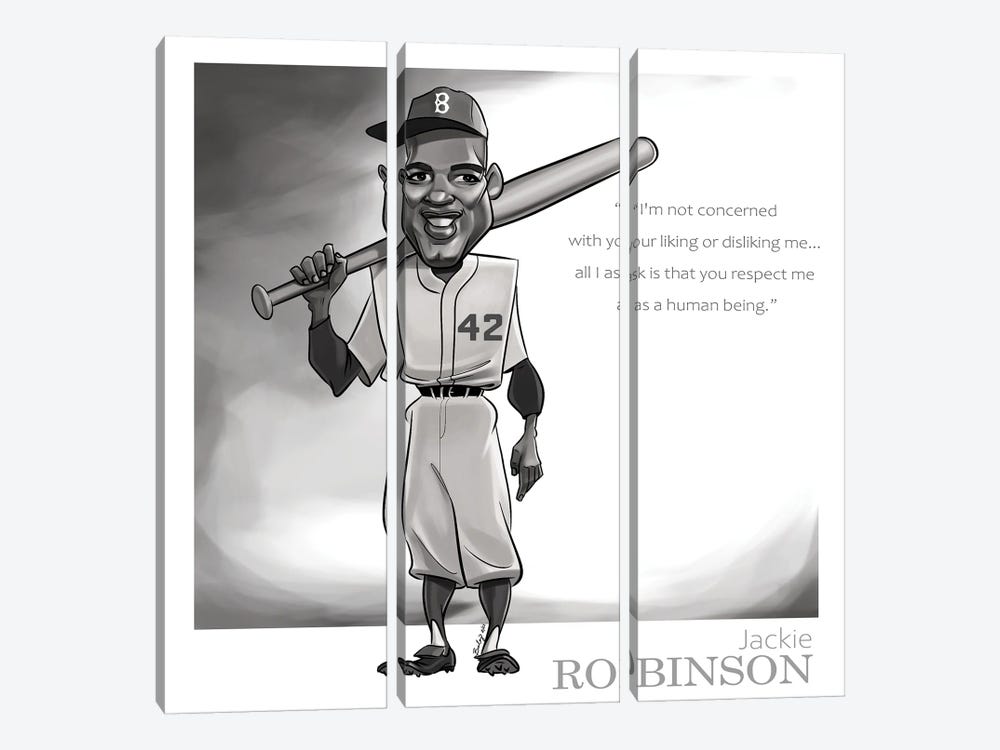 Jackie Robinson by Andrew Bailey 3-piece Canvas Artwork