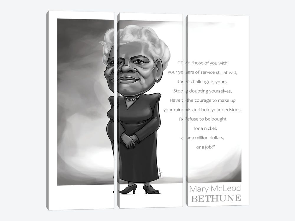 Mary McLeod Bethune by Andrew Bailey 3-piece Canvas Print