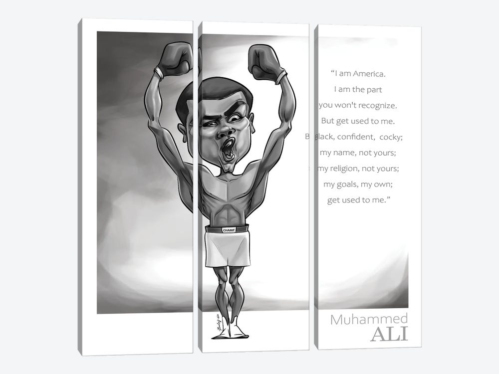 Muhammed Ali by Andrew Bailey 3-piece Canvas Art Print