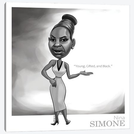 Nina Simone Canvas Print #BIY22} by Andrew Bailey Canvas Artwork