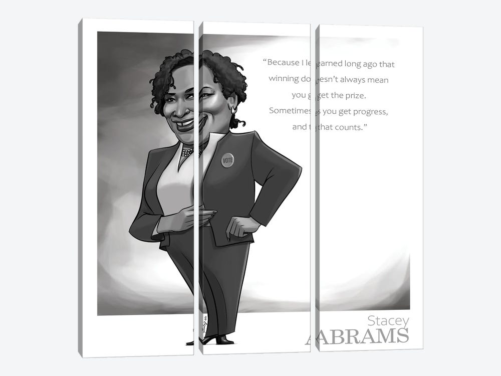 Stacey Abrams by Andrew Bailey 3-piece Canvas Wall Art