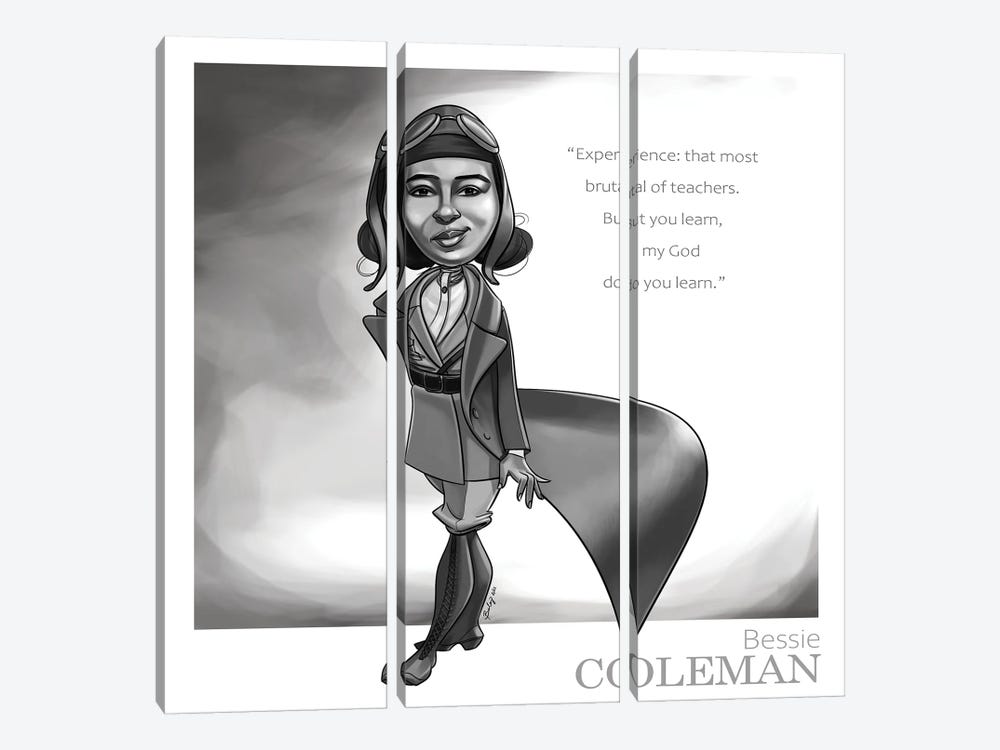 Bessie Coleman by Andrew Bailey 3-piece Canvas Art